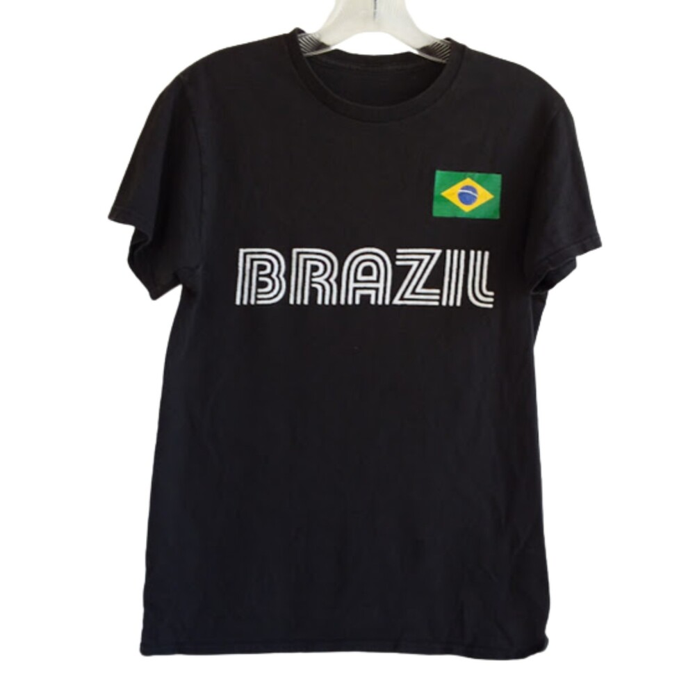 Brazil T-Shirt Man's Small Short Sleeve Shirt Lightweight Black